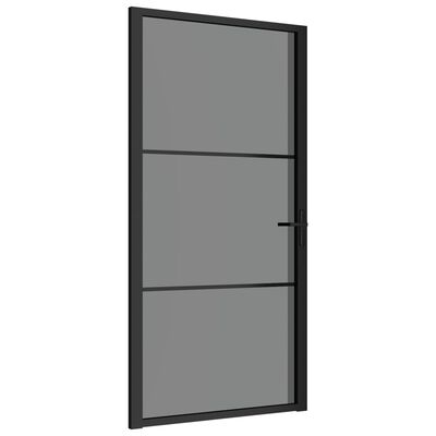 vidaXL Innerdør 102,5x201,5 cm svart ESG glass og aluminium
