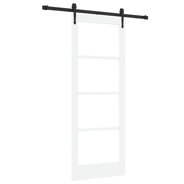 vidaXL Skyvedør ORKDAL Hvit 78 x 202 cm Massivt furutre og glass