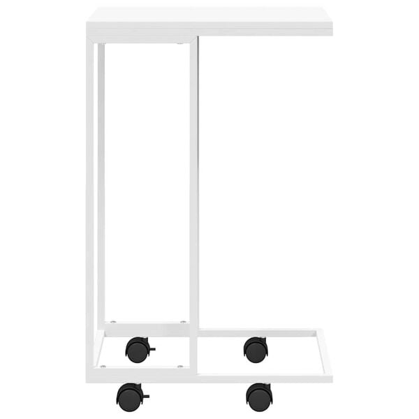 vidaXL Sidebord med hjul hvit 40x30x63,5 cm konstruert tre