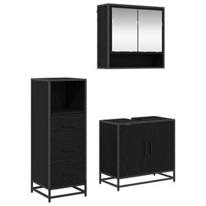 vidaXL Baderomsinnredningssett 3 stk. Svart Eik 65 x 33 x 60 cm