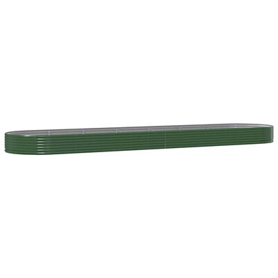 vidaXL Høybed pulverlakkert stål 600x140x36 cm grønn