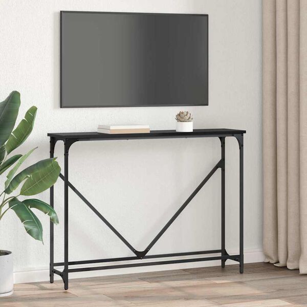 vidaXL Konsollbord Svart Eik 102 x 23 x 75 cm Konstruert tre