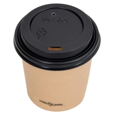 vidaXL Kaffepapirkopper med lokk 120 ml 500 stk brun