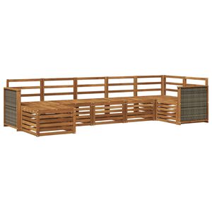 vidaXL Seksjonssofa Sett 6 pcs Naturlig Solid akasietre