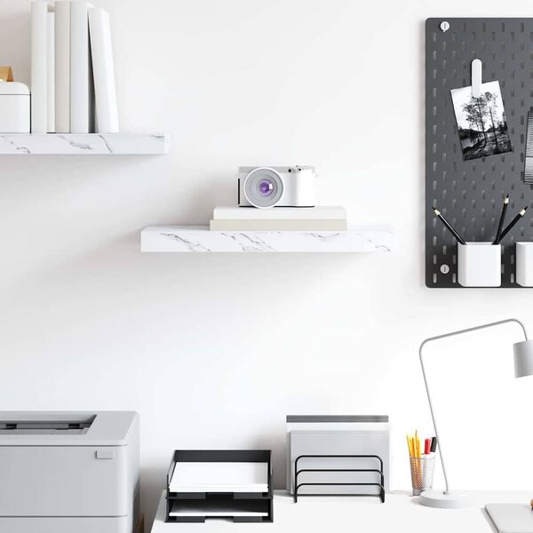 vidaXL Vegghylle Veggmontert Hvit marmor 50 x 23 x 4 cm Konstruert tre