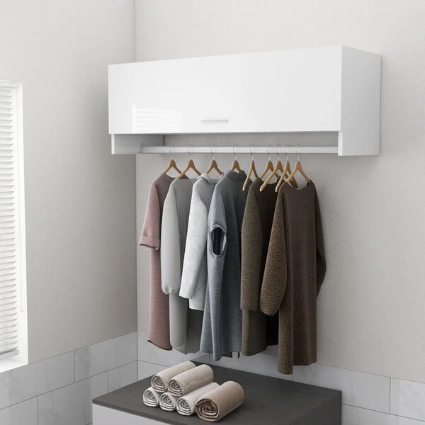 vidaXL Garderobe høyglans hvit 100x32,5x35 cm konstruert tre