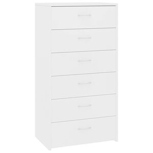 vidaXL Skjenk med 6 skuffer hvit 50x34x96 cm konstruert tre