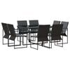 vidaXL Hage Spisegruppe 9 pcs Svart St&aring;l