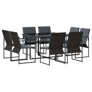 vidaXL Hage Spisegruppe 9 pcs Svart St&aring;l