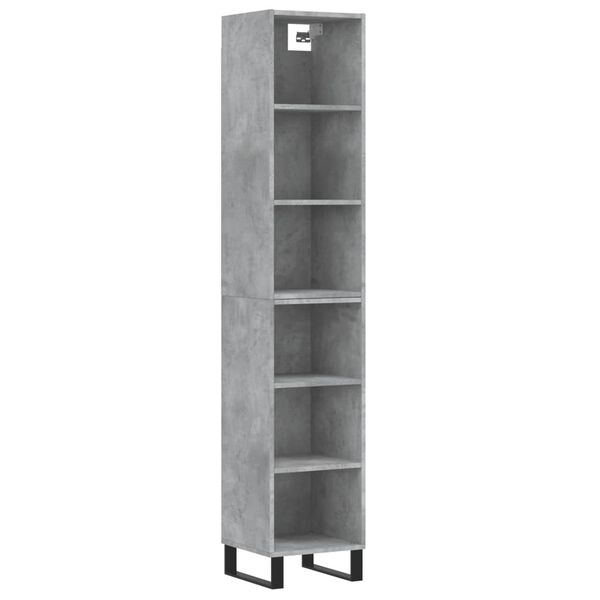 vidaXL Highboard betonggr&aring; 34,5x32,5x180 cm konstruert tre