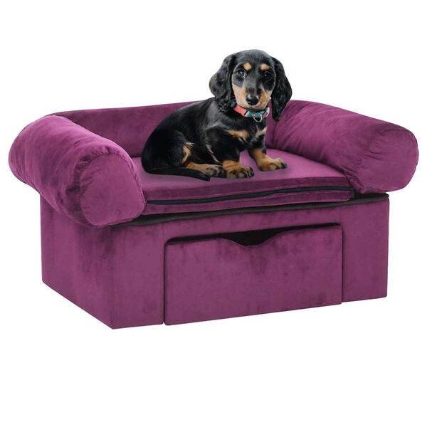vidaXL Hundesofa med skuff burgunder 75x50x38 cm plysj