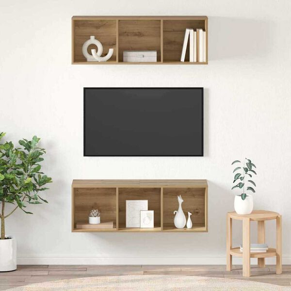 vidaXL TV-benksett 2 pcs Artisan Eik 37 x 37 x 107 cm Konstruert tre