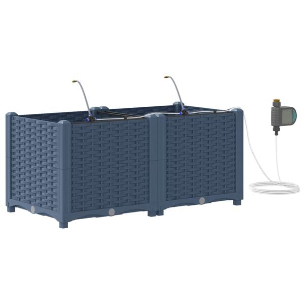 vidaXL Hageblomsterpotte 2 pcs Gr&aring; 80 x 40 x 37,5 cm Plast