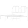 vidaXL Sengeramme i metall med hodegavl hvit 120x200 cm