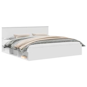 vidaXL Sengestamme med hodegjerde Hvit 200 x 200 cm Massiv furu