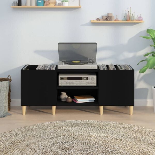 vidaXL Hifi-benk svart 121x38x48 cm konstruert tre