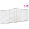 vidaXL Gabionkurver buede 15 stk 400x50x160/180 cm galvanisert jern