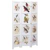 vidaXL Romdeler 3 paneler hvit 105x165 cm fugl