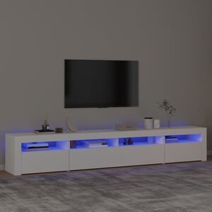 vidaXL TV-benk med LED-lys hvit 240x35x40 cm