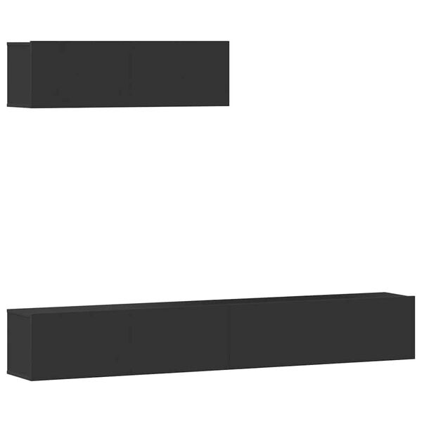 vidaXL TV-skapsett 3 deler svart konstruert tre