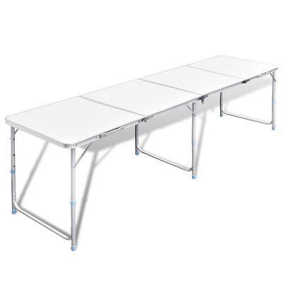 vidaXL Sammenleggbart campingbord høydejusterbar aluminium 240 x 60 cm