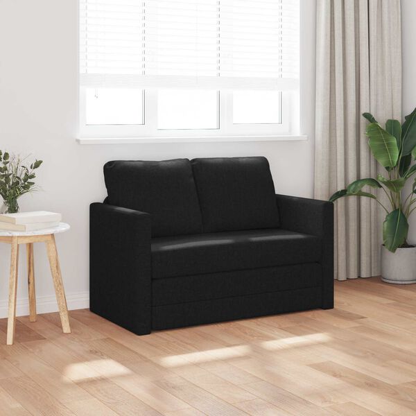 vidaXL Sammenleggbar Sofa seng Svart 112 x 60 x 55 cm stoff