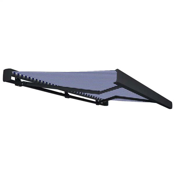 vidaXL Motorisert kassettmarkise 350x250 cm blå og hvit