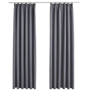 vidaXL Lystette gardiner med kroker 2 stk gr&aring; 140x175 cm