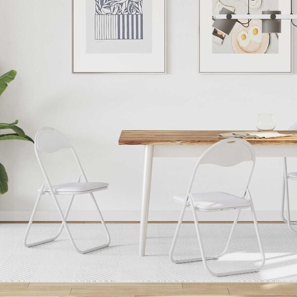 vidaXL Sammenleggbart stol 2 pcs Hvit og Gr&aring; 48 x 43,5 x 81 cm