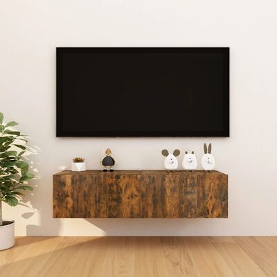 vidaXL Vegghengte TV-benker 4 stk røkt eik 30,5x30x30 cm