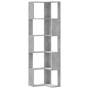 vidaXL Bokhylle hj&oslash;rne 5 etasjer betonggr&aring; 50x50x179cm konstruert tre