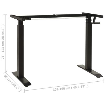 vidaXL Understell til sitte-/ståbord manuell høydejustering svart