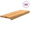 vidaXL Trappetrinn 8 stk lysebrun 70x25x2 cm heltre eik