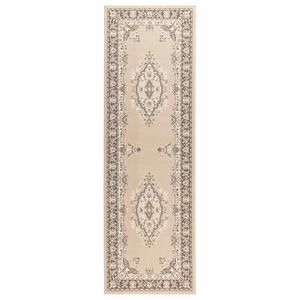 vidaXL L&oslash;perteppe FLORNES Vevd Ecru m&oslash;nster 67 x 150 cm PP 7 mm