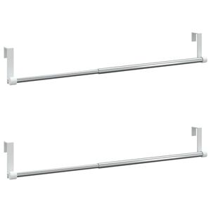 vidaXL Gardinstenger 2 stk hvit og s&oslash;lv 40-60 cm aluminium