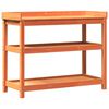 vidaXL Pottebord med hyller brun 108x45x86,5 cm heltre furu