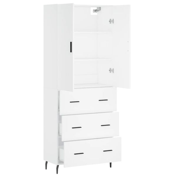 vidaXL Highboard hvit 69,5x34x180 cm konstruert tre