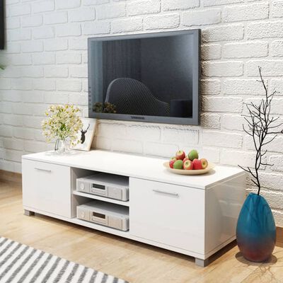 vidaXL TV-benk høyglans hvit 120x40,5x35 cm