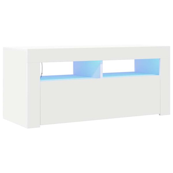vidaXL TV-benk med LED-lys hvit 90x35x40 cm