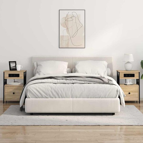 vidaXL Nattbordskap Sonoma eik 40 x 31 x 60 cm Konstruert tre