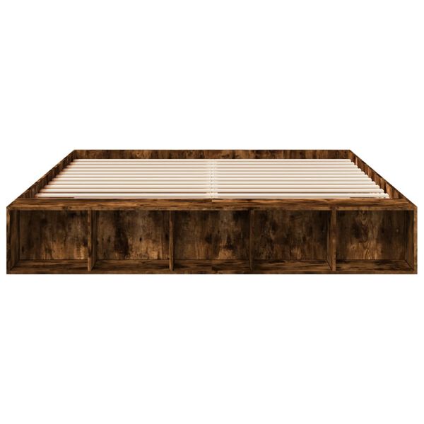 vidaXL Sengeramme røkt eik 200x200 cm konstruert tre