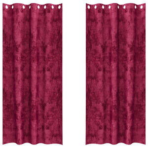 vidaXL Fl&oslash;yel Gardiner med gardiner 2 pcs Vinr&oslash;d 225 x 140 cm Fl&oslash;yel