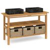 vidaXL Baderomshylle med svarte marmorvasker heltre teak
