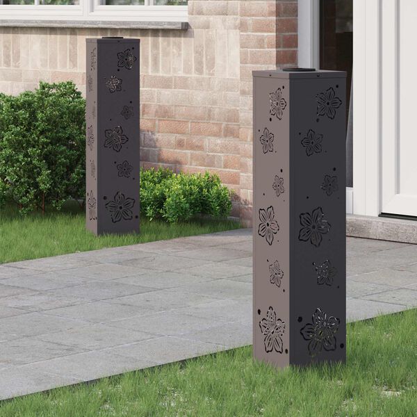 vidaXL Solenergi LED stibelys 2 pcs Svart Kaldvalset st&aring;l