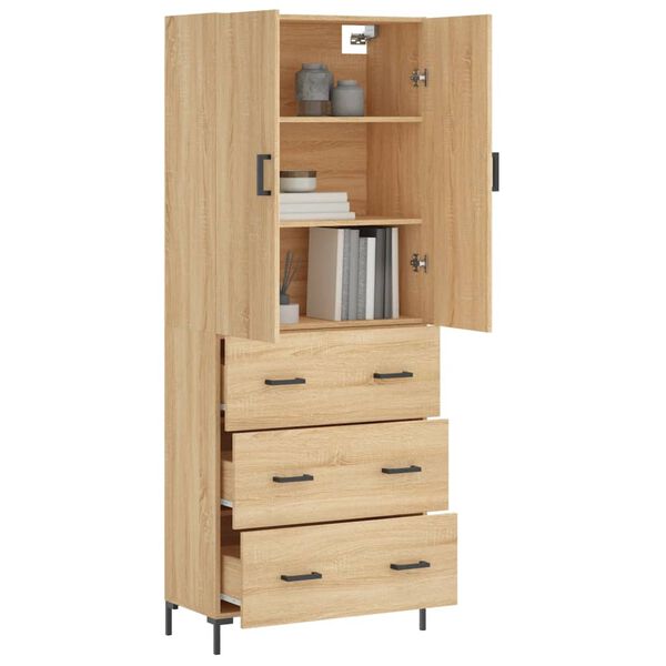 vidaXL Highboard sonoma eik 69,5x34x180 cm konstruert tre