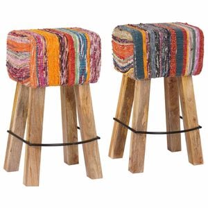 vidaXL Barstol 2 stk. Flerfarget 44 x 33 x 74 cm Ekte L&aelig;r