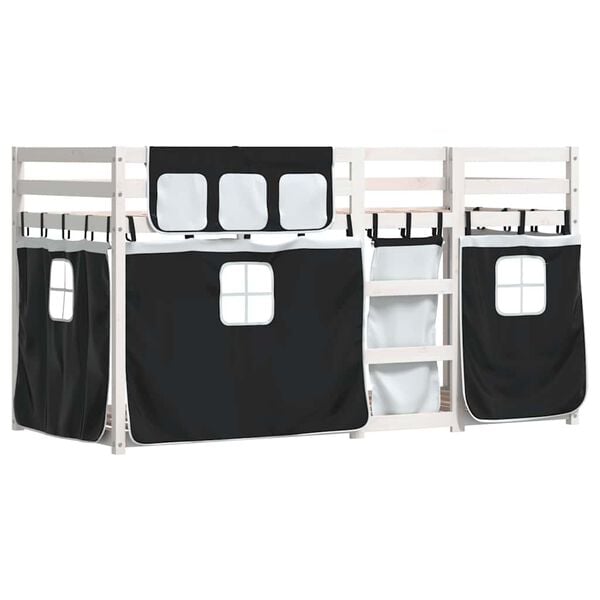 vidaXL K&oslash;yeseng for barn gardiner hvit og svart 80x200 cm heltre furu