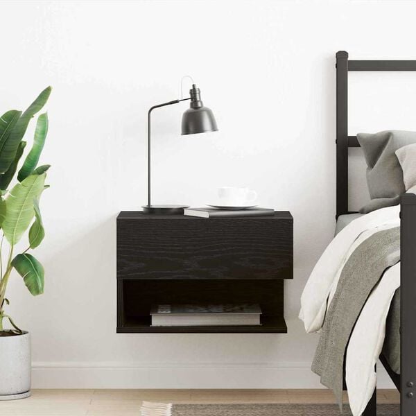 vidaXL Nattbordskap Svart eik 46 x 29.5 x 30 cm Konstruert tre