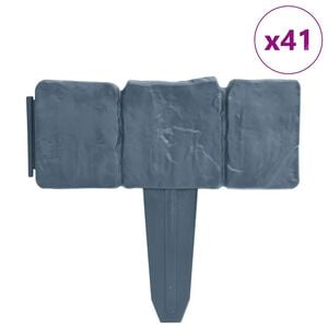 vidaXL Plastgjerde for hage og plen steinutseende 41 stk 10 m