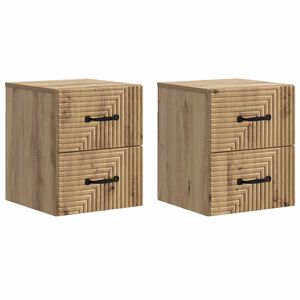 vidaXL Vegghengt Nattbord 2 pcs Artisan eik 34,5 x 33 x 40 cm